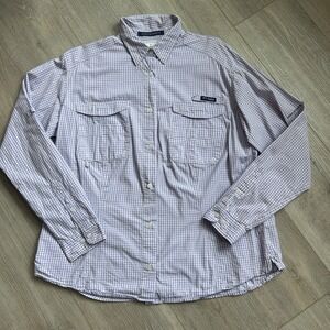 Columbia Shirt XL Purple Gingham Super Bonehead Omni-Shade Fishing